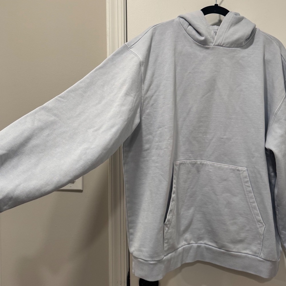 SKIMS Fleece Boyfriend Hoodie Light Blue Oversized Pullover Sweatshirt Medium - Picture 3 of 8